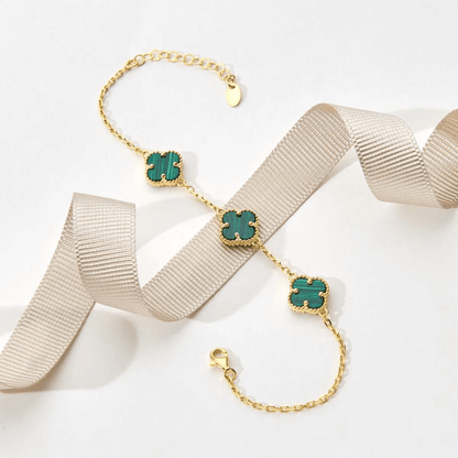 Three Clover Bracelet Gold Plated 925 Silver Chain