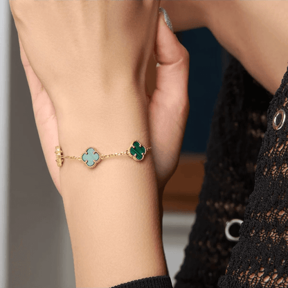 Three Clover Bracelet Gold Plated 925 Silver Chain