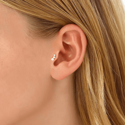 Three Stone 925 Silver Tragus Cartilage Earring
