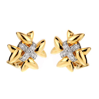 tifthtfany & Co 18k Gold Diamond Cross Earrings