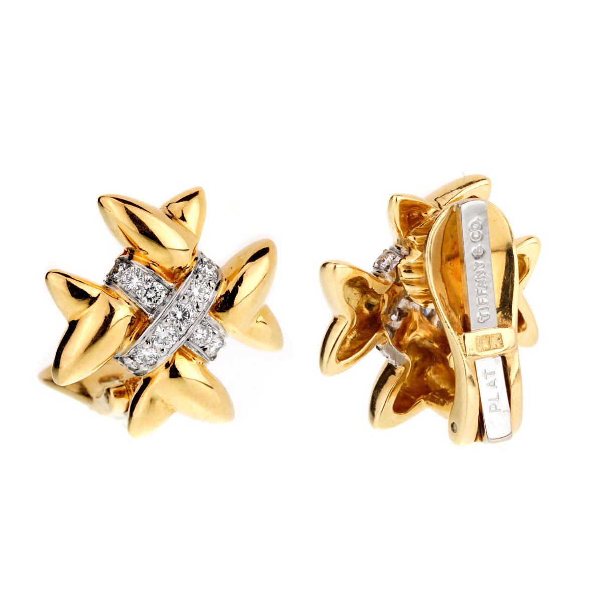 tifthtfany & Co 18k Gold Diamond Cross Earrings