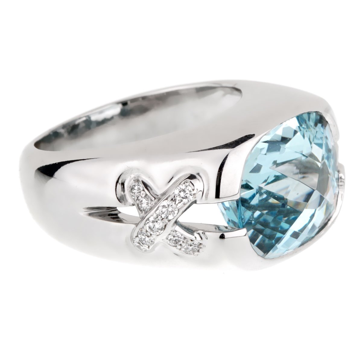 tifthtfany & Co Aquamarine Diamond White Gold Ring