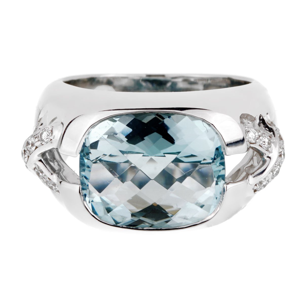 tifthtfany & Co Aquamarine Diamond White Gold Ring