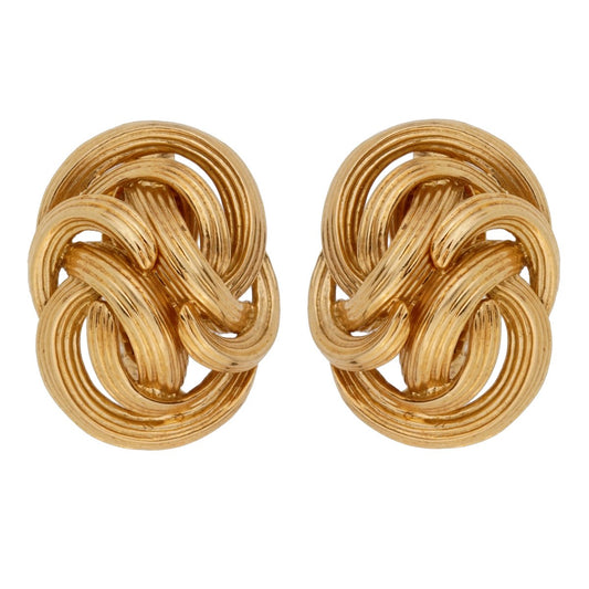 tifthtfany & Co Braided 18k Yellow Gold Clip On Earrings