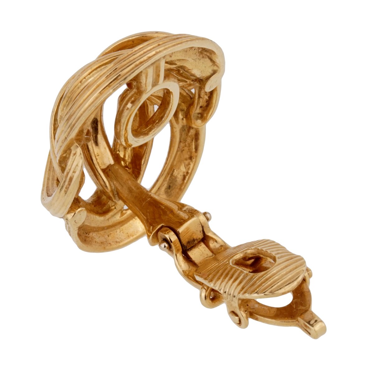 tifthtfany & Co Braided 18k Yellow Gold Clip On Earrings