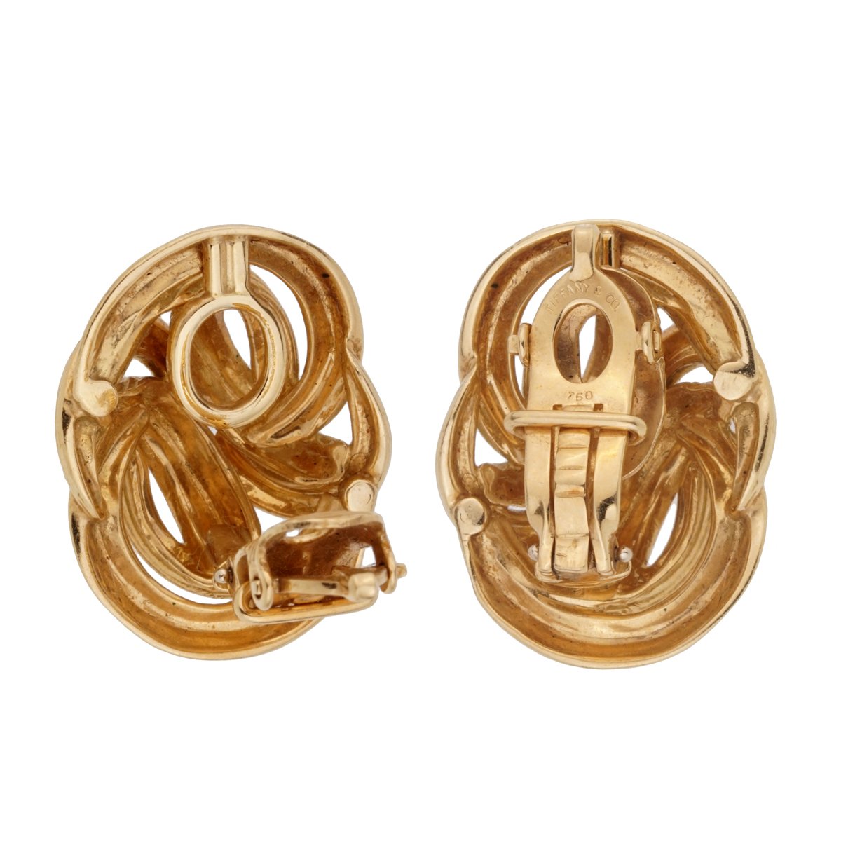 tifthtfany & Co Braided 18k Yellow Gold Clip On Earrings
