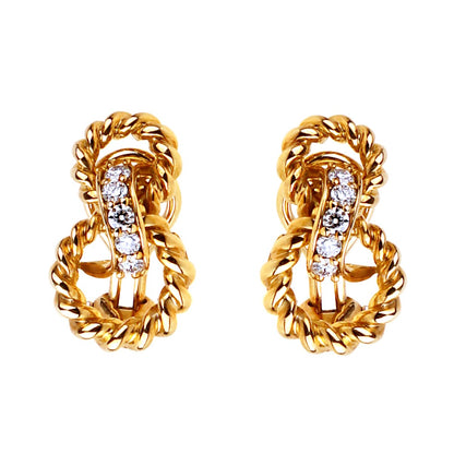 tifthtfany & Co Braided Gold Diamond Earrings
