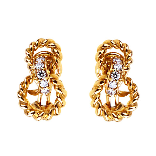 tifthtfany & Co Braided Gold Diamond Earrings