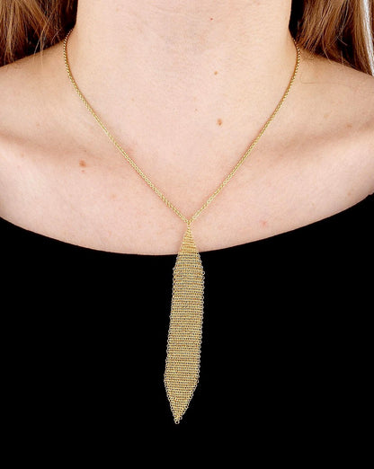 tifthtfany & Co Elsa Peretti Mesh Tassel Drop 18k Yellow Gold Necklace
