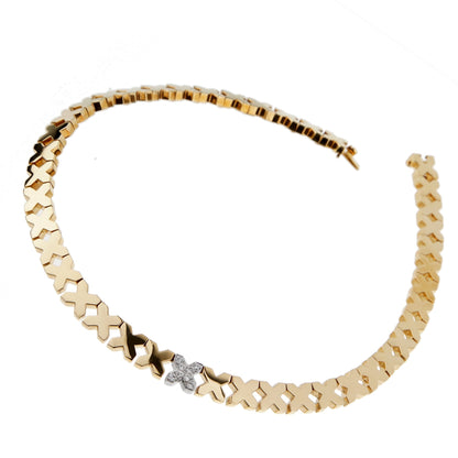 tifthtfany & Co Gold Diamond X Choker Necklace