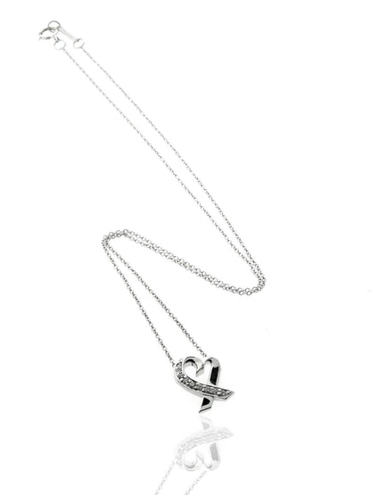 tifthtfany & Co Loving Heart Diamond Necklace 18k White Gold by Paloma Picasso