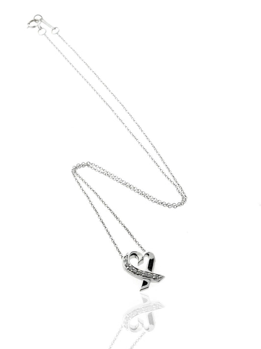 tifthtfany & Co Loving Heart Diamond Necklace 18k White Gold by Paloma Picasso
