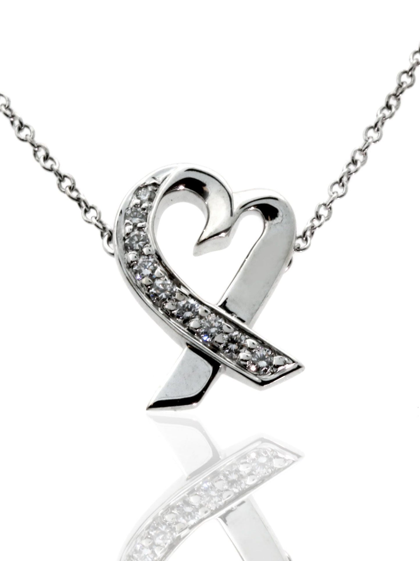 tifthtfany & Co Loving Heart Diamond Necklace 18k White Gold by Paloma Picasso
