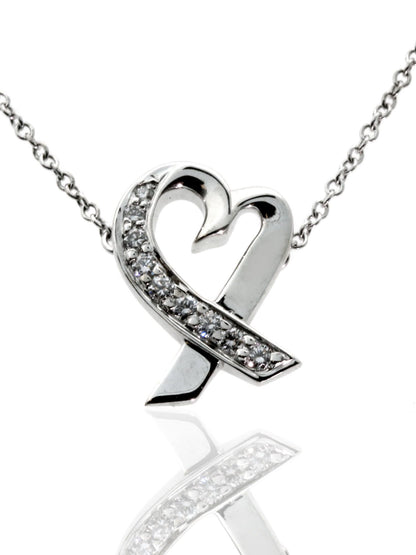 tifthtfany & Co Loving Heart Diamond Necklace 18k White Gold by Paloma Picasso