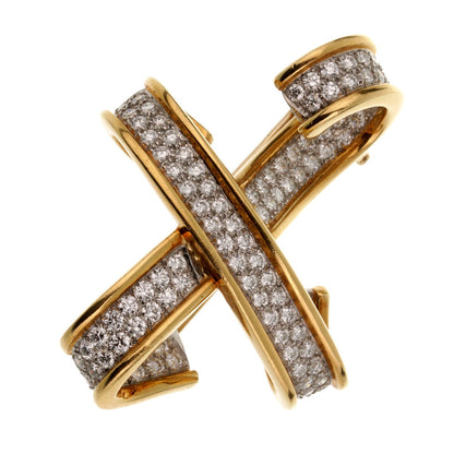 tifthtfany & Co Paloma Picasso Platinum & 18k Yellow Gold Diamond X Brooch