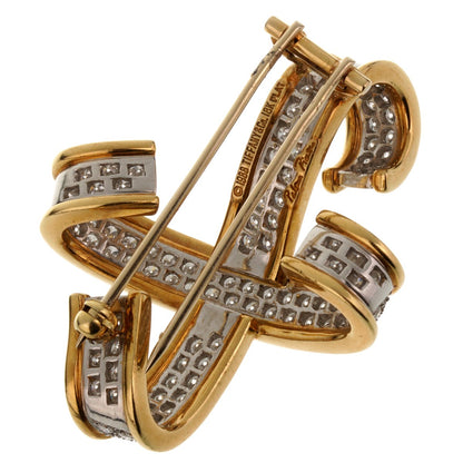 tifthtfany & Co Paloma Picasso Platinum & 18k Yellow Gold Diamond X Brooch