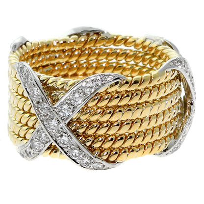 tifthtfany & Co Schlumberger 6 Row Rope Diamond Ring