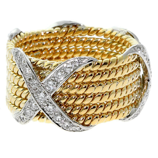 tifthtfany & Co Schlumberger 6 Row Rope Diamond Ring