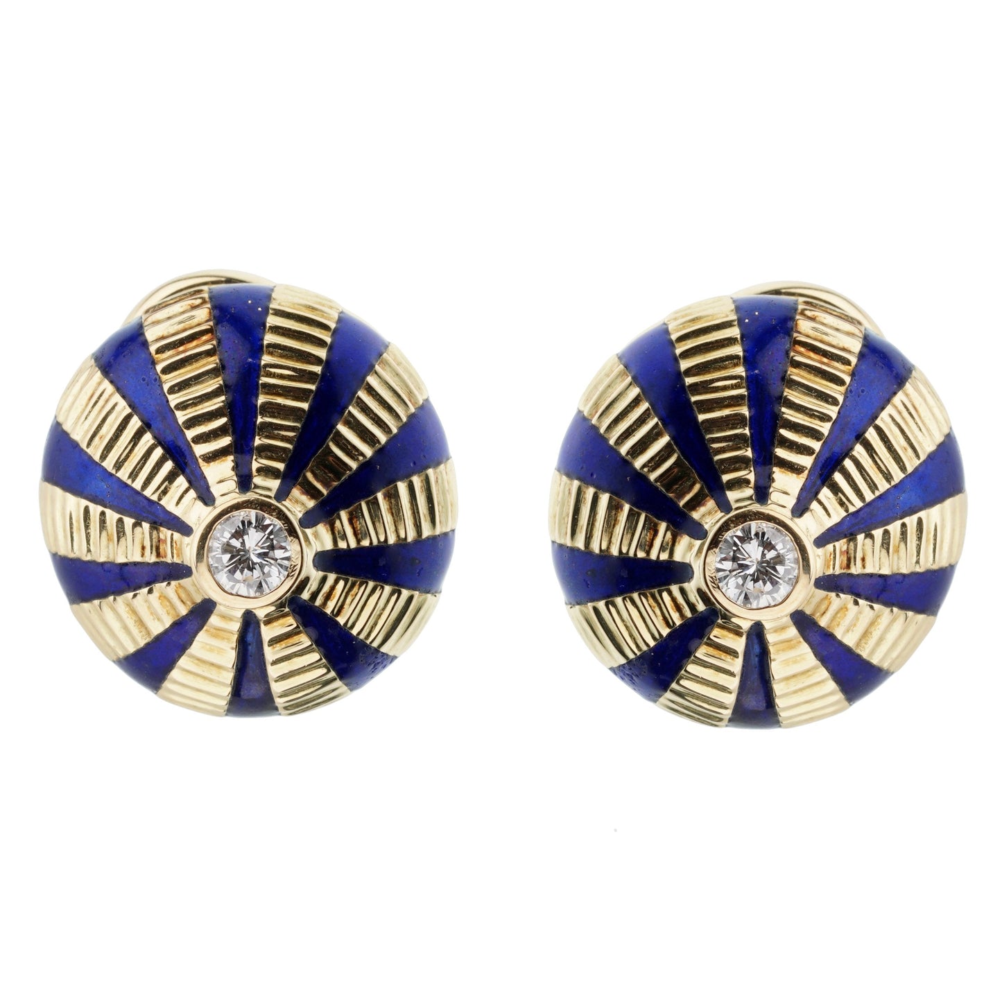 tifthtfany & Co Schlumberger Diamond Enamel Yellow Gold Earrings