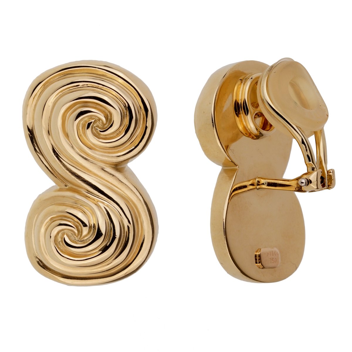 tifthtfany & Co Scroll 18k Yellow Gold Clip On Earrings
