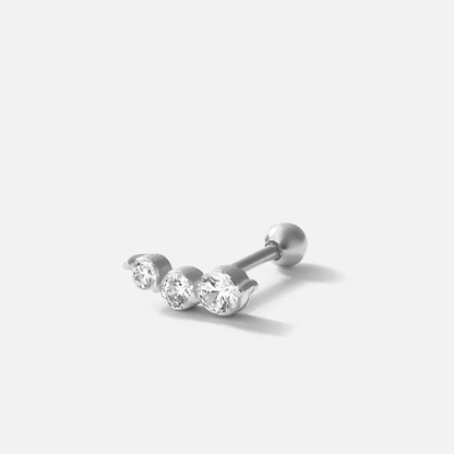 Three Stone 925 Silver Tragus Cartilage Earring