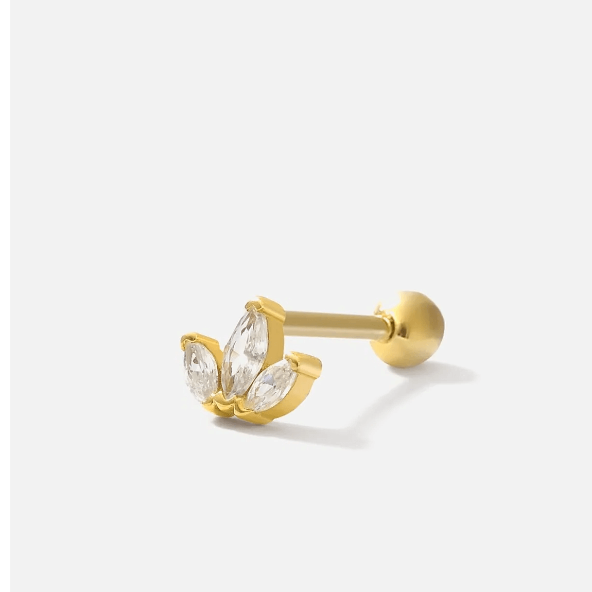 Triple Marquise Crystal Ear Piercing Silver Helix Stud