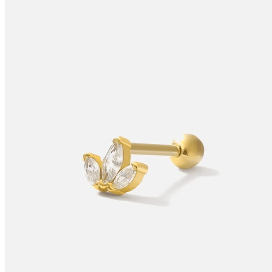 Triple Marquise Crystal Ear Piercing Silver Helix Stud