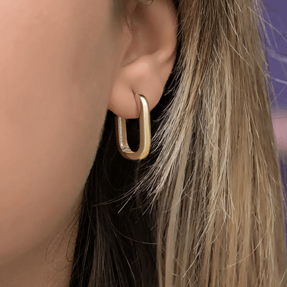 U Shaped Huggie Hoop Earrings Gold Plated Silver