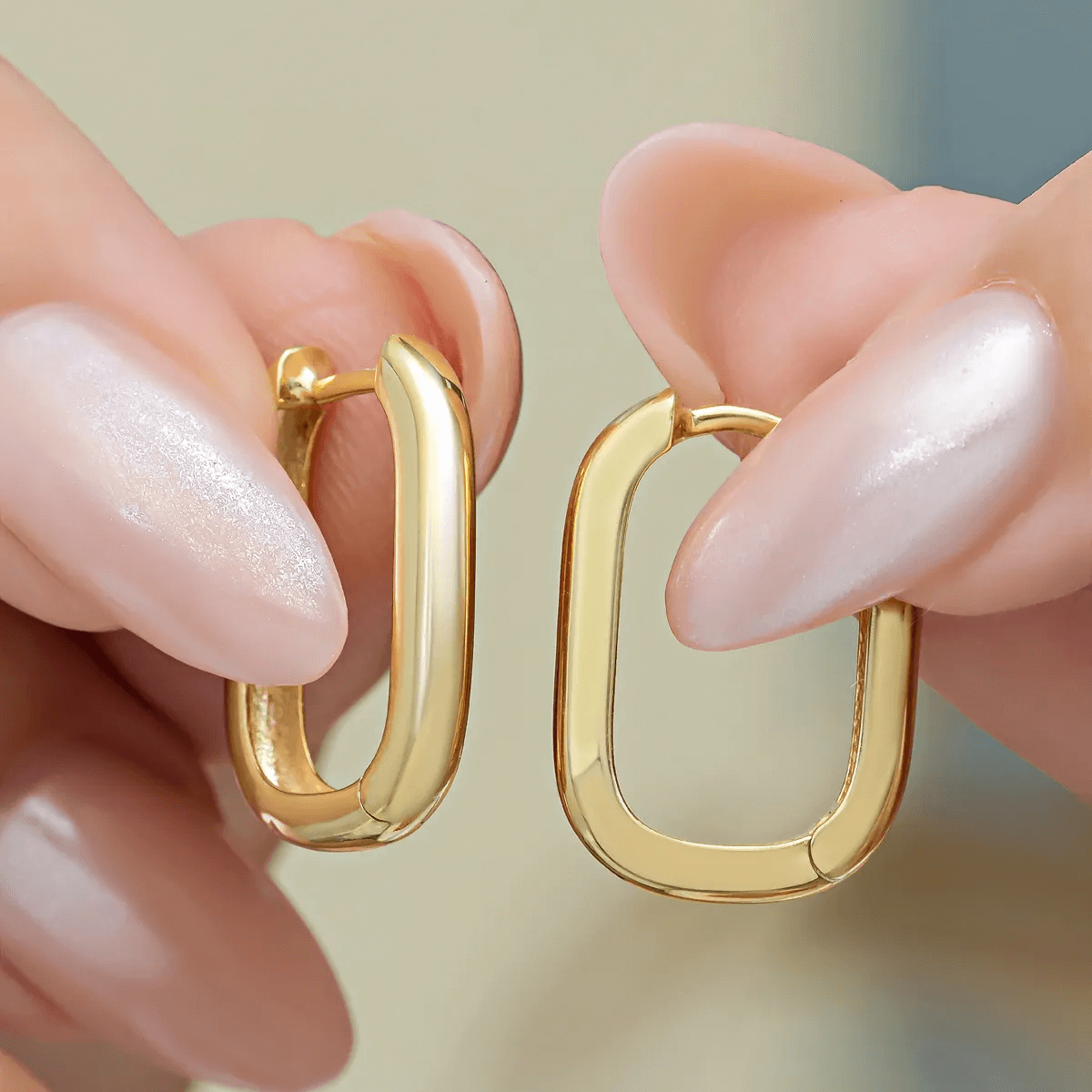 U Shaped Huggie Hoop Earrings Gold Plated Silver