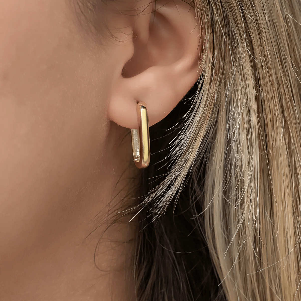 U Shaped Huggie Hoop Earrings Gold Plated Silver