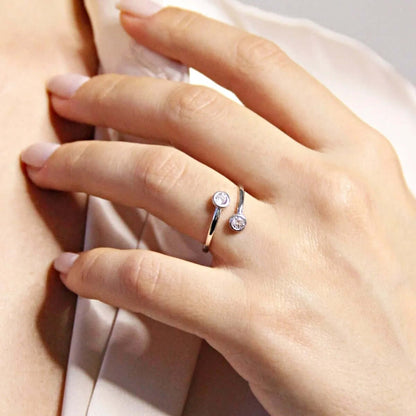 Unique CZ Diamond Ring Gold-Plated 925 Silver Band