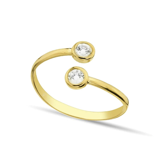 Unique CZ Diamond Ring Gold-Plated 925 Silver Band