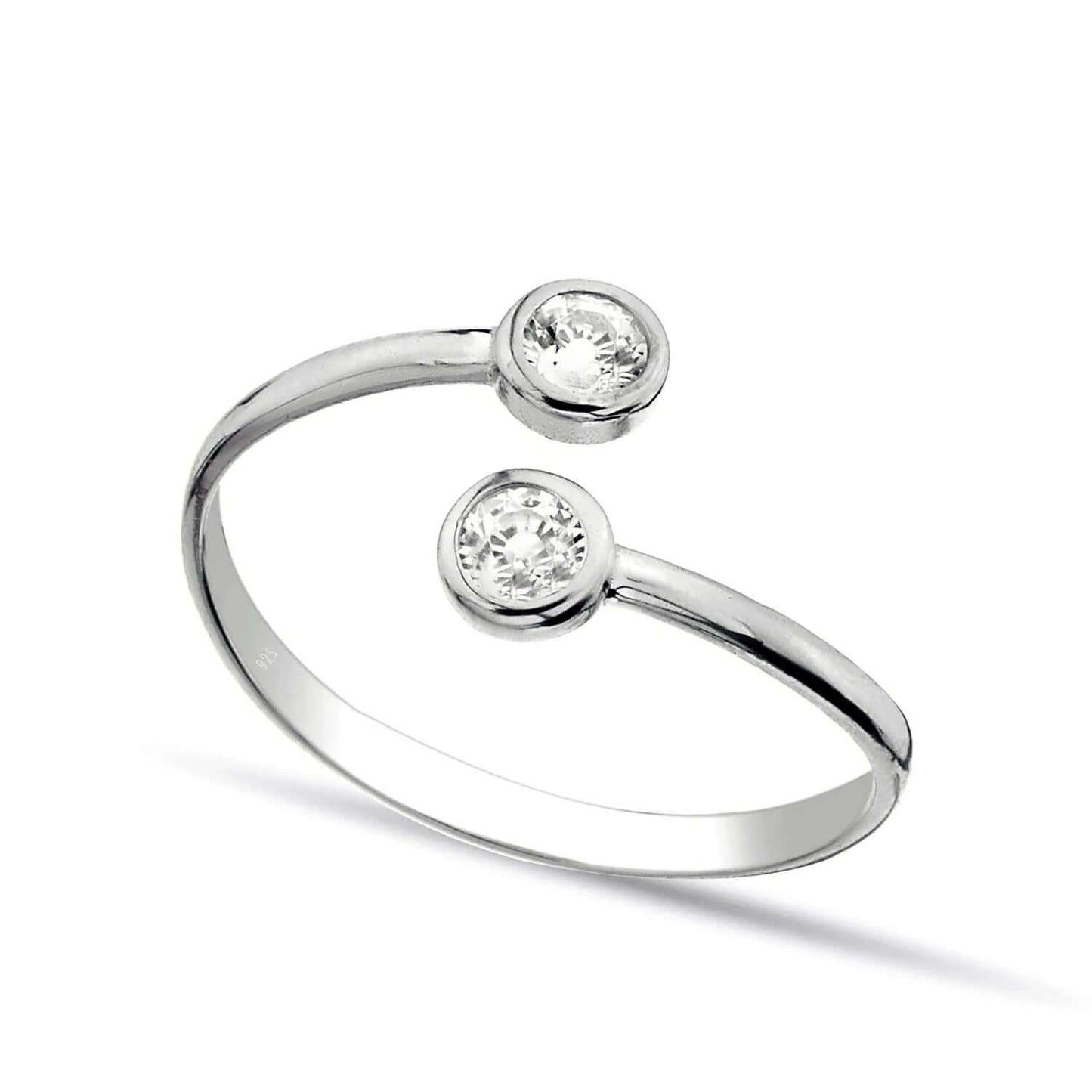 Unique CZ Diamond Ring Gold-Plated 925 Silver Band