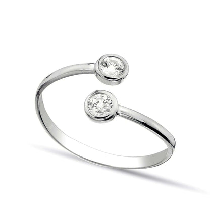 Unique CZ Diamond Ring Gold-Plated 925 Silver Band