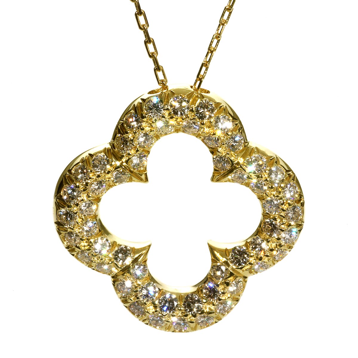 Vathtn Clthteef and Arpels Alhambra Diamond Gold Necklace