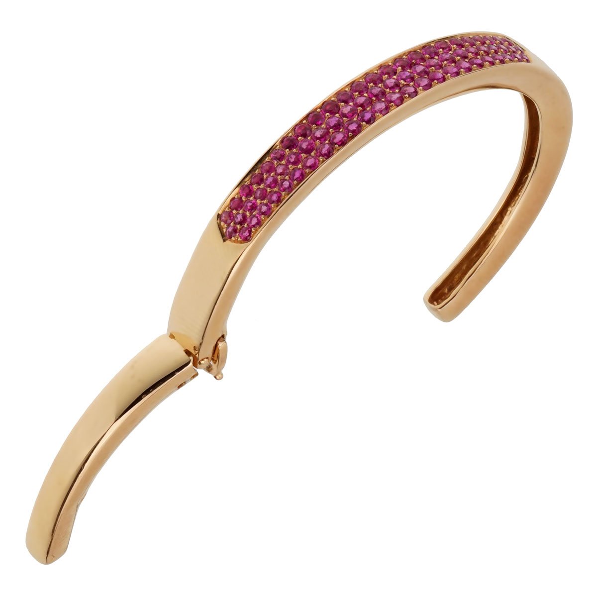 Vathtn Clthteef & Arpels Pink Sapphire 18k Rose Gold Bangle