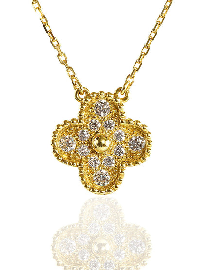 Vathtn Clthteef and Arpels Vintage Alhambra Diamond Necklace