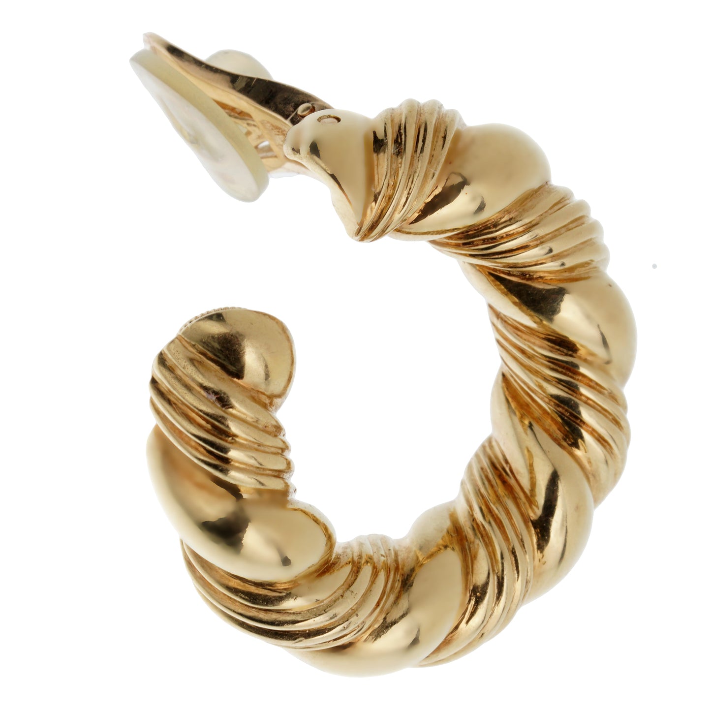 Vathtn Clthteef & Arpels 1960s Paris 18k Yellow Gold Hoop Earrings