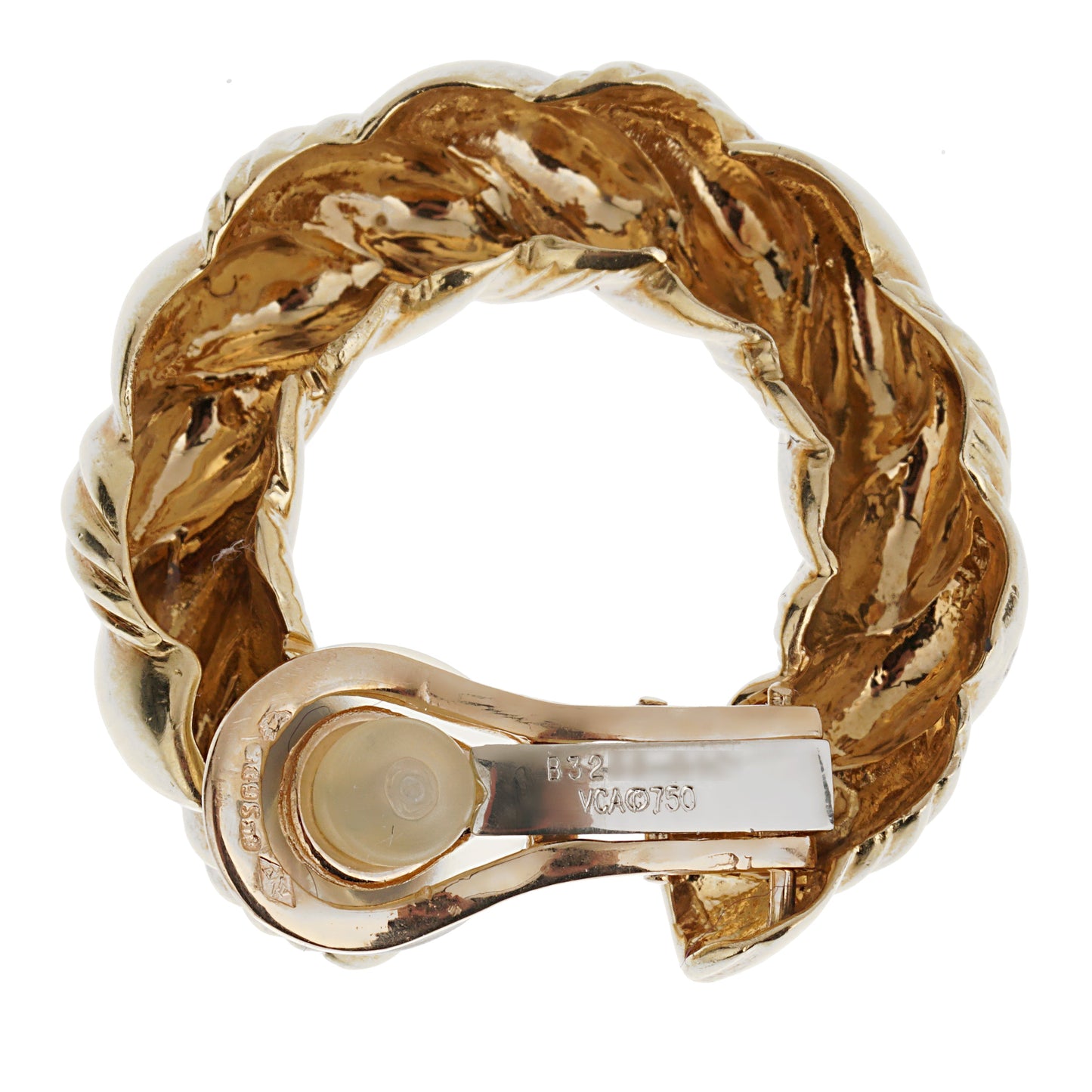 Vathtn Clthteef & Arpels 1960s Paris 18k Yellow Gold Hoop Earrings