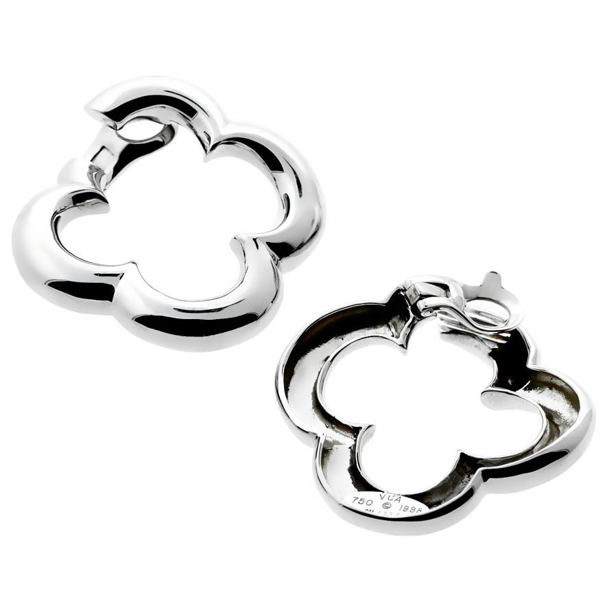 Vathtn Clthteef & Arpels Vintage Alhambra 18k White Gold Earrings