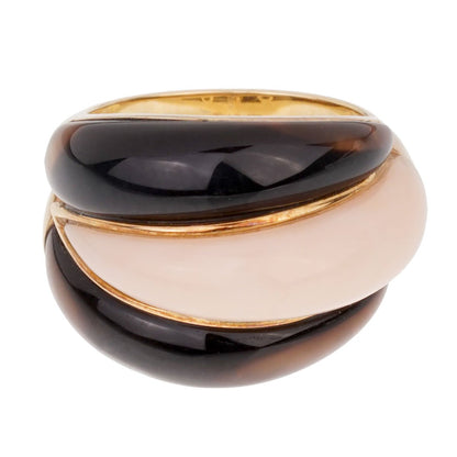 Vathtn Clthteef Arpels Angel Skin Coral Bombe 18k Yellow Gold Ring Sz 5