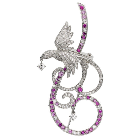 Vathtn Clthteef Arpels Birds of Paradise 18k Diamond Brooch Pendant