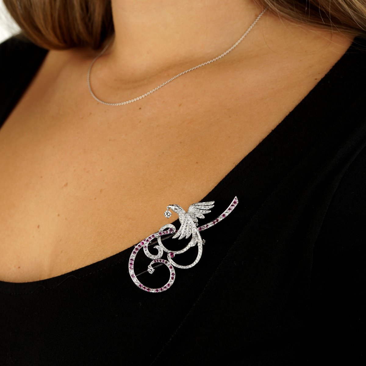 Vathtn Clthteef Arpels Birds of Paradise 18k Diamond Brooch Pendant