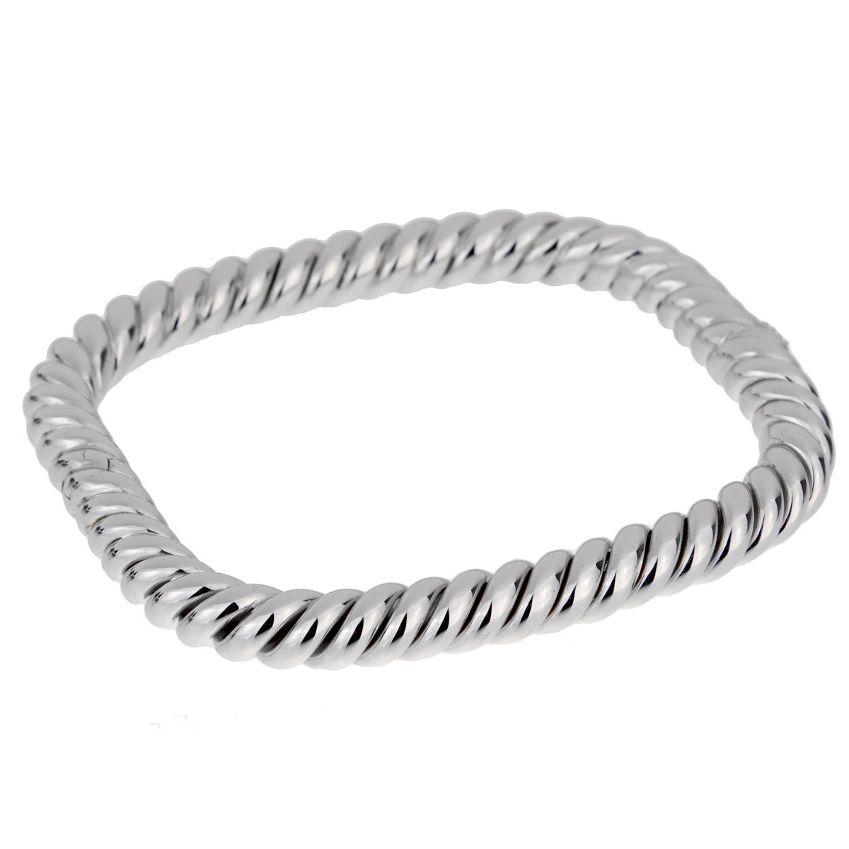 Vathtn Clthteef Arpels Braided 18k White Gold Bangle Bracelet