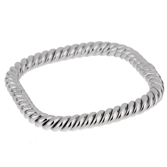 Vathtn Clthteef Arpels Braided 18k White Gold Bangle Bracelet