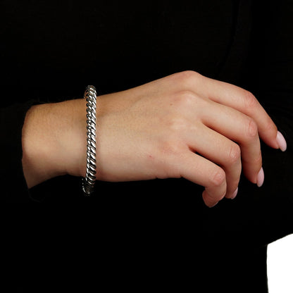 Vathtn Clthteef Arpels Braided 18k White Gold Bangle Bracelet