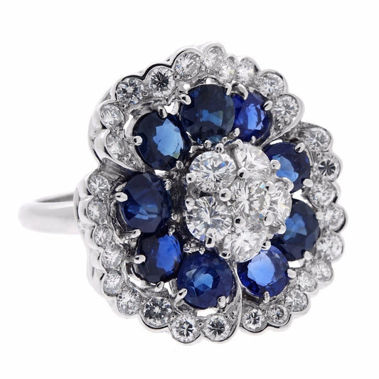 Vathtn Clthteef & Arpels Camellia Sapphire Diamond Ring