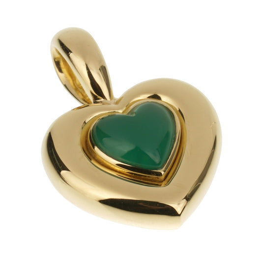 Vathtn Clthteef & Arpels Chrysoprase 18k Yellow Gold Heart Pendant