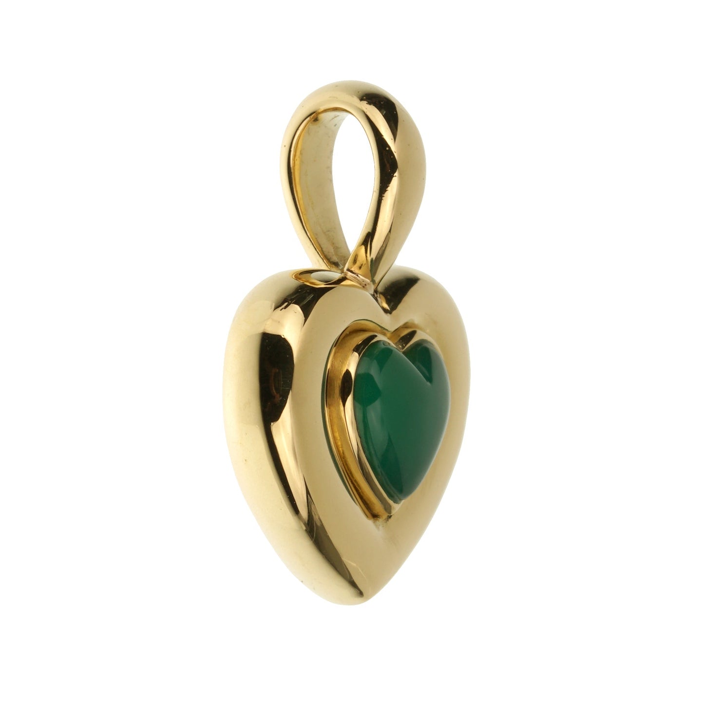 Vathtn Clthteef & Arpels Chrysoprase 18k Yellow Gold Heart Pendant