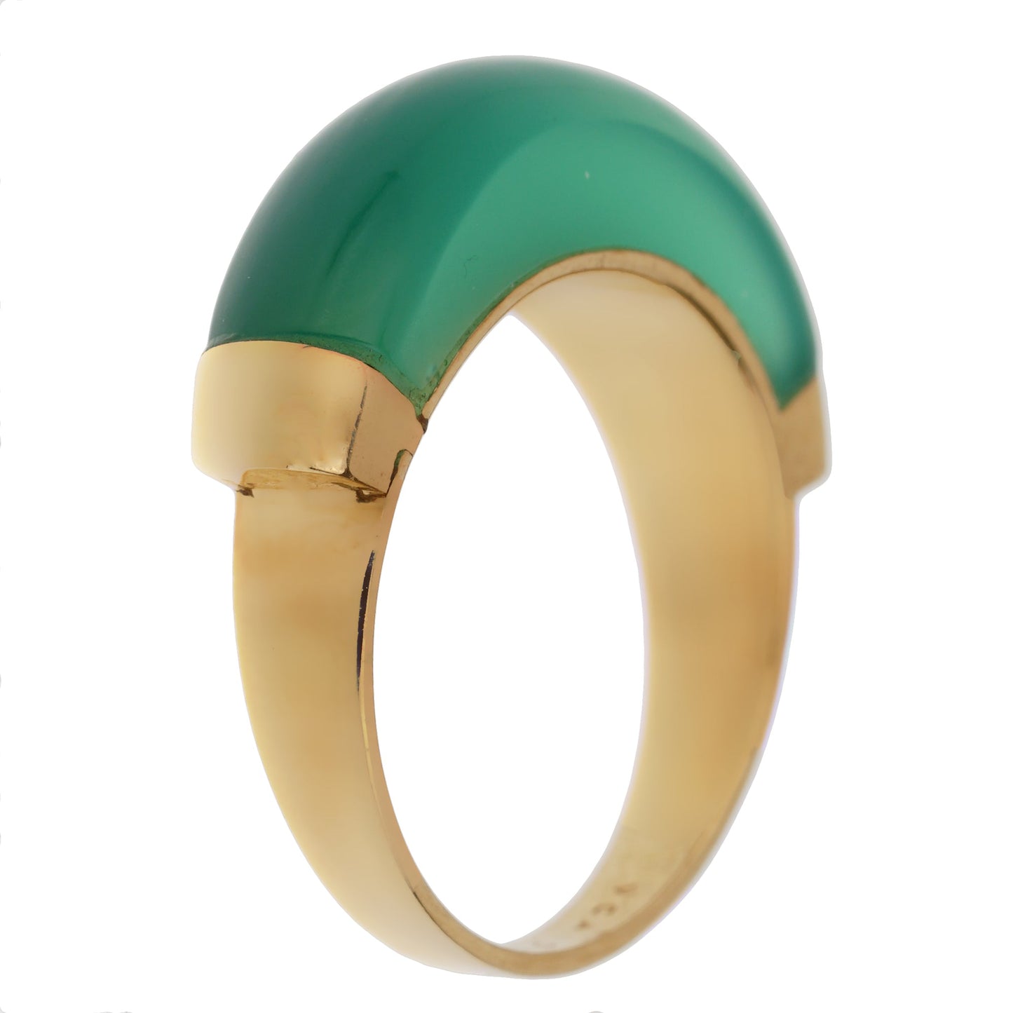 Vathtn Clthteef & Arpels Chrysoprase Vintage Yellow Gold Ring
